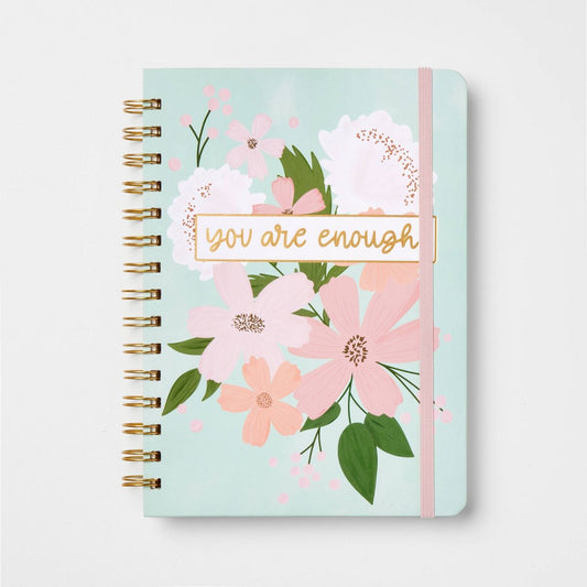 240pg Ruled Twin Spiral Journal 8.25"x6.25" Enough - Threshold™: Hard Cover, Narrow Lined, Multicolored, Teen & Adult