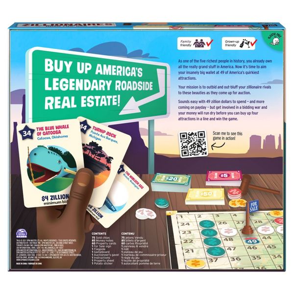 Big Potato Zillionaires Road Trip USA Board Game