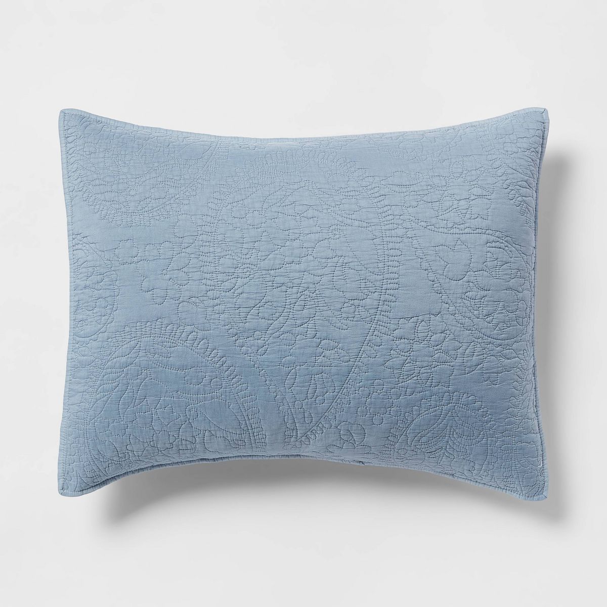 Garment Washed Paisley Stitch Quilt Sham - Standard - Sky Blue - Threshold™