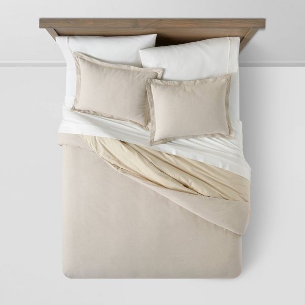 Cotton Linen Chambray Duvet Cover & Sham Set - King - Khaki - Threshold™