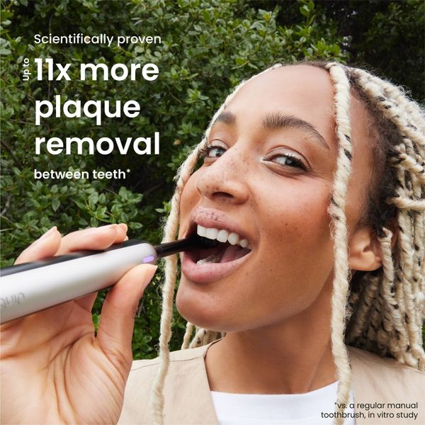 quip Rev Oscillating Rechargeable Electric Toothbrush + Travel Case - Black/Silver