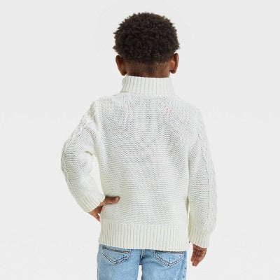 Toddler Boys' Mockneck Pullover Sweater - Cat & Jack™ Cream 4T