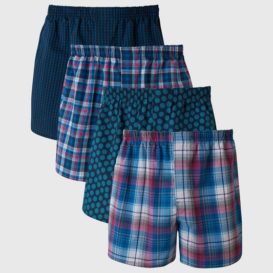 Hanes Premium Men's Stretch Woven Boxer Shorts 4pk - Blue/Green - Small (28-30)