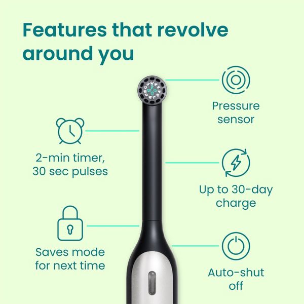 quip Rev Oscillating Rechargeable Electric Toothbrush + Travel Case - Black/Silver
