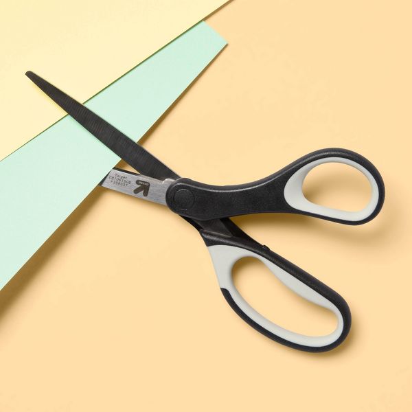 8" Home and Office Scissors - up&up™: Stainless Steel, Black, Adult School Scissors, Non-Powered Desk Tool