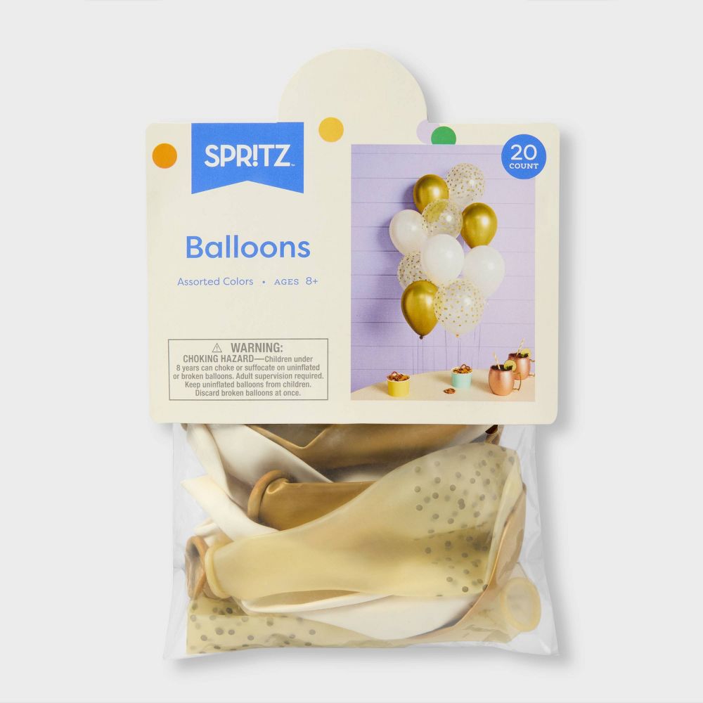 Gold and White Confetti Balloon Pack - Spritz™