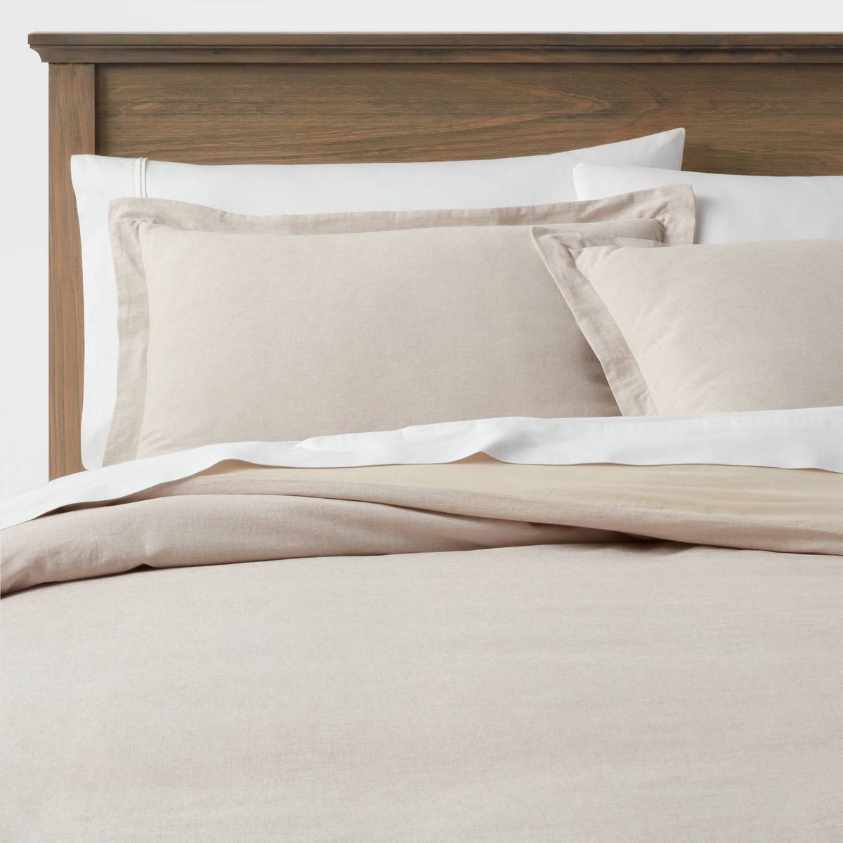 Cotton Linen Chambray Duvet Cover & Sham Set - King - Khaki - Threshold™