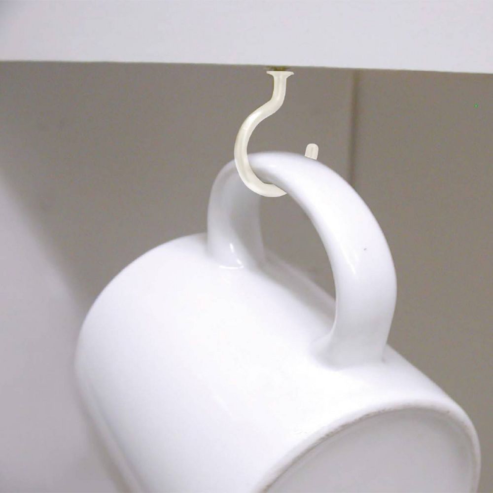 Hillman 7/8" Cup Hook White: Steel Screw Hooks for Ceiling, 40 Pack
