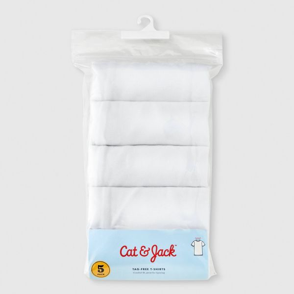 Boys' 5pk Crew Neck T-shirt - White XS(4/5) - Cat & Jack™