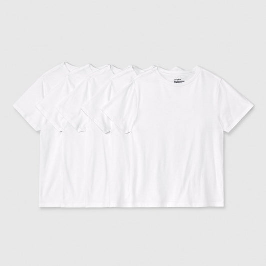 Boys' 5pk Crew Neck T-shirt - White XS(4/5) - Cat & Jack™