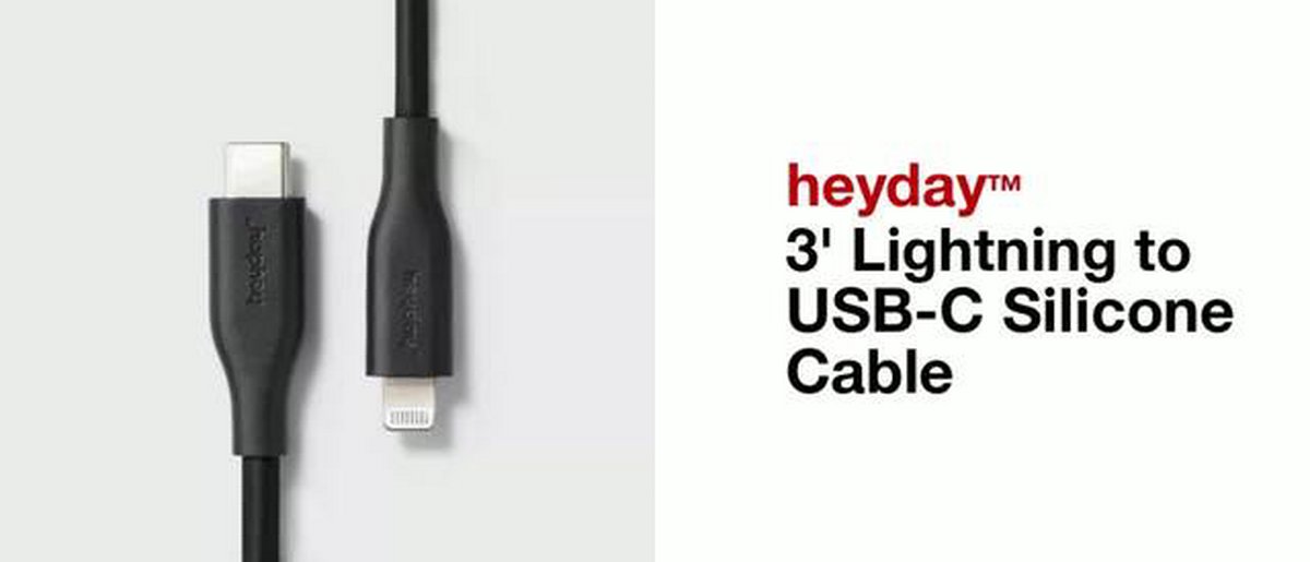 3' Lightning to USB-C Silicone Cable - White - heyday™