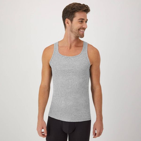 Hanes Men's Ribbed Moisture-Wicking Tank Top Undershirt 6pk - Gray/Black - XL (46-48)