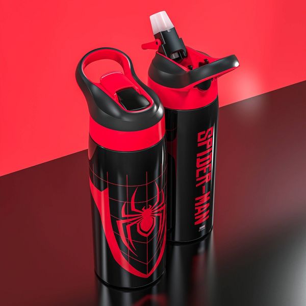 Zak Designs 19 fl oz Stainless Steel Vacuum Insulated Riverside Spider-Man Water Bottle: Kids & Boys Drinkware, Dishwasher-Safe
