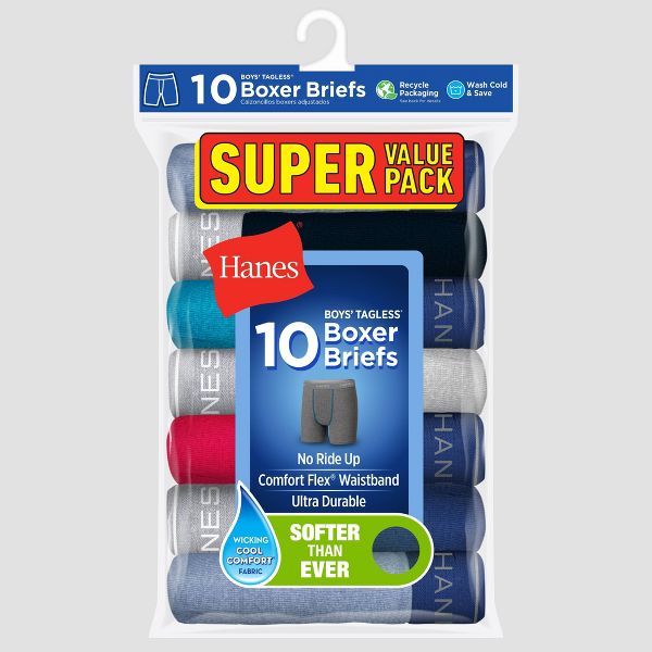 Hanes Boys' 10pk Boxer Briefs - Colors May Vary - Size: XL (16-18)