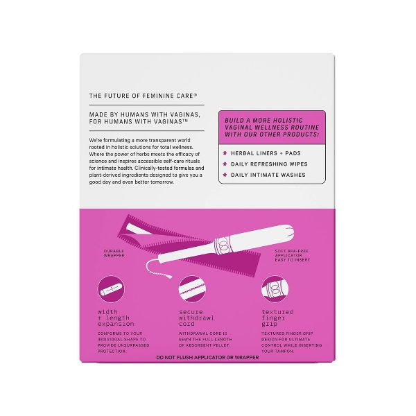 The Honey Pot Company, Organic Cotton Core Regular Applicator Tampons - 18ct