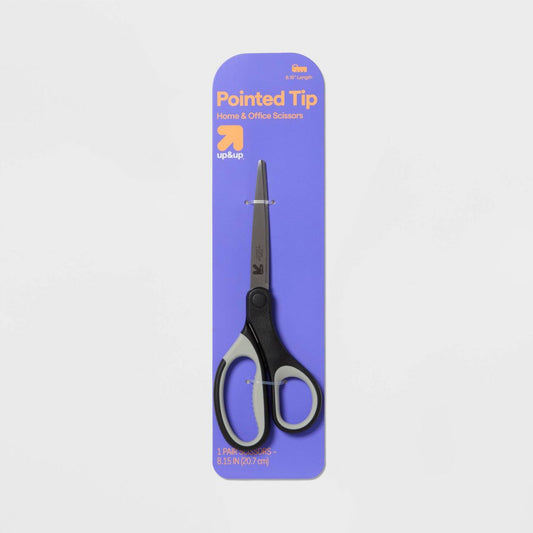 8" Home and Office Scissors - up&up™: Stainless Steel, Black, Adult School Scissors, Non-Powered Desk Tool