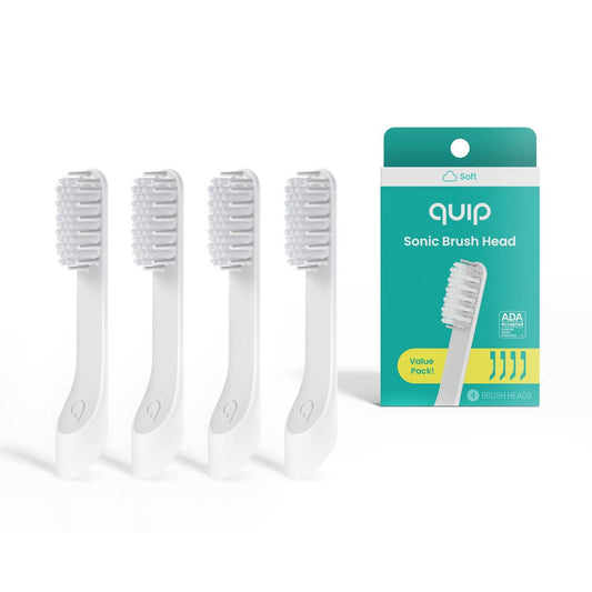 quip Sonic Brush Head Refill - 4 Brush Heads - White & Gray