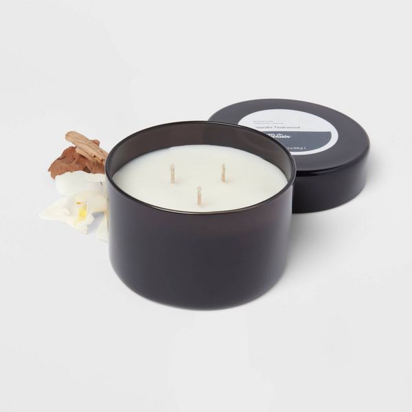 3-Wick Glass Jar Candle with Lid Vanilla Teakwood 11.5oz - Room Essentials™