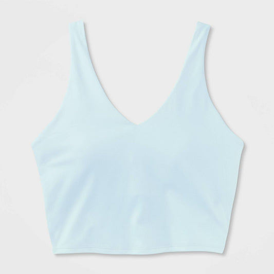 Women's Flex Light Support V-Neck Crop Sports Bra - All in Motion™ Light Blue 1X