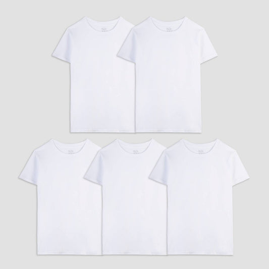 Fruit of the Loom Boys' 5pk Crew T-Shirt - White - Small (6-8)