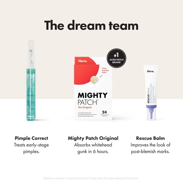 Hero Cosmetics Mighty Patch Original Acne Pimple Patches - 24 Count