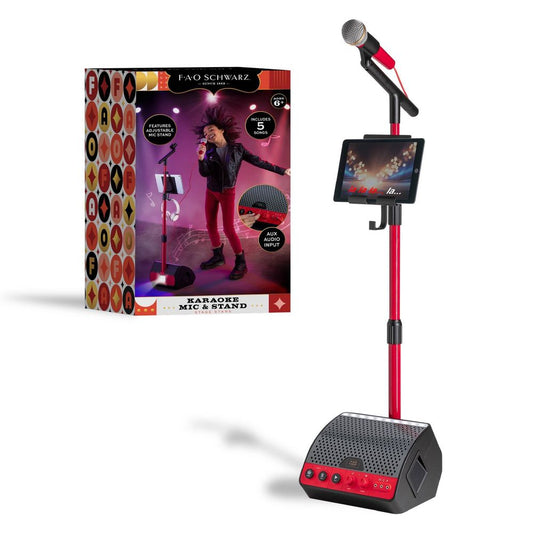 FAO Schwarz 45" from Ground Adjustable Microphone with Stand and Tablet Holder