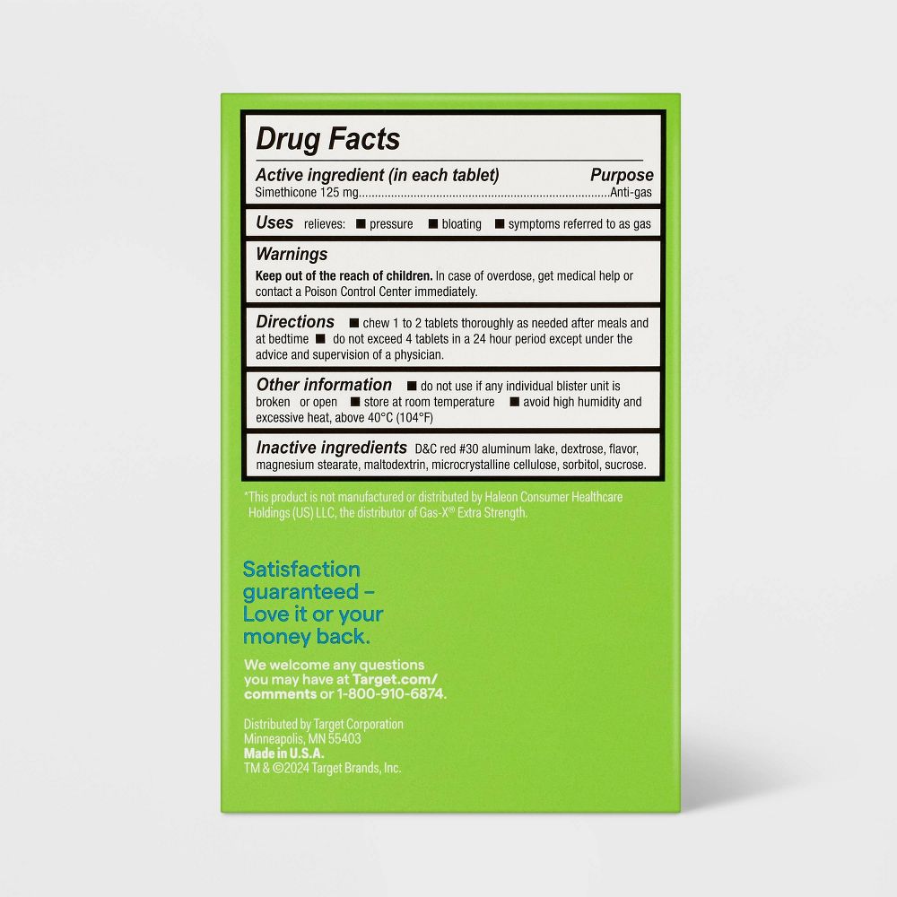 Gas Relief Extra Strength 125mg Chewable Tablets - Cherry Crème - 48ct - up&up™