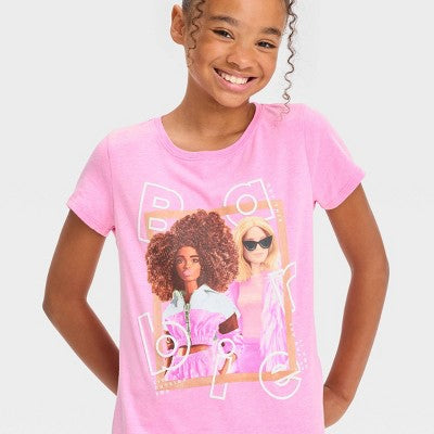 Girls' Barbie Short Sleeve Graphic T-Shirt - Pink L
