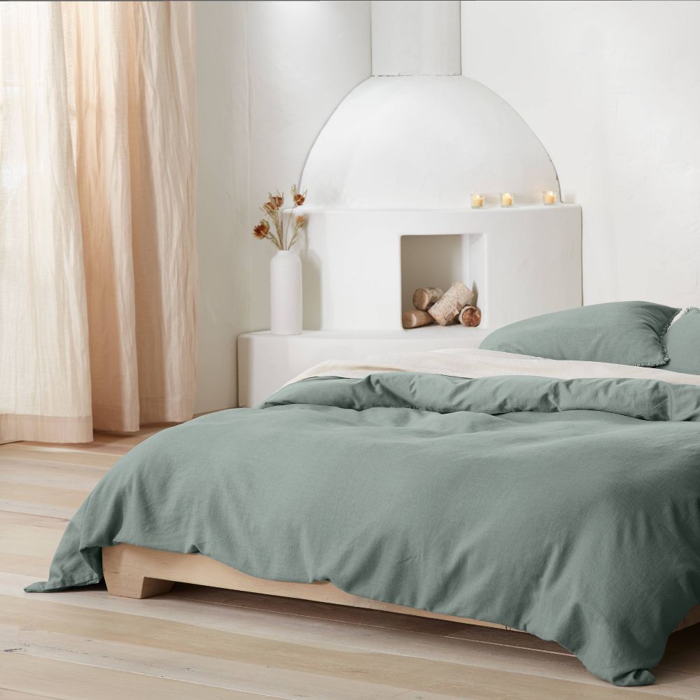 3 Piece Full/Queen Heavyweight Linen Blend Duvet Cover & Pillow Sham Set - Casaluna™