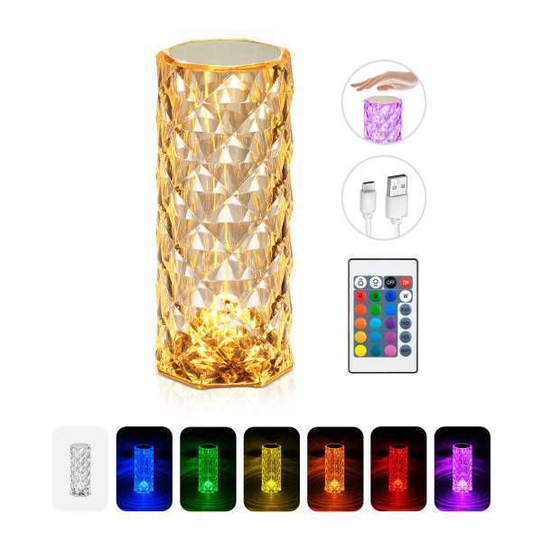Globe Electric Crystal Lamp: Touch Sensor, LED Bulb, Multicolored, Battery Powered, Novelty Table Light, 8.5" Height