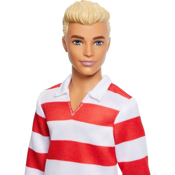 Barbie Fashionistas Ken Doll #241 in Red Striped Top and Pink Shorts with White Sneakers, Blonde
