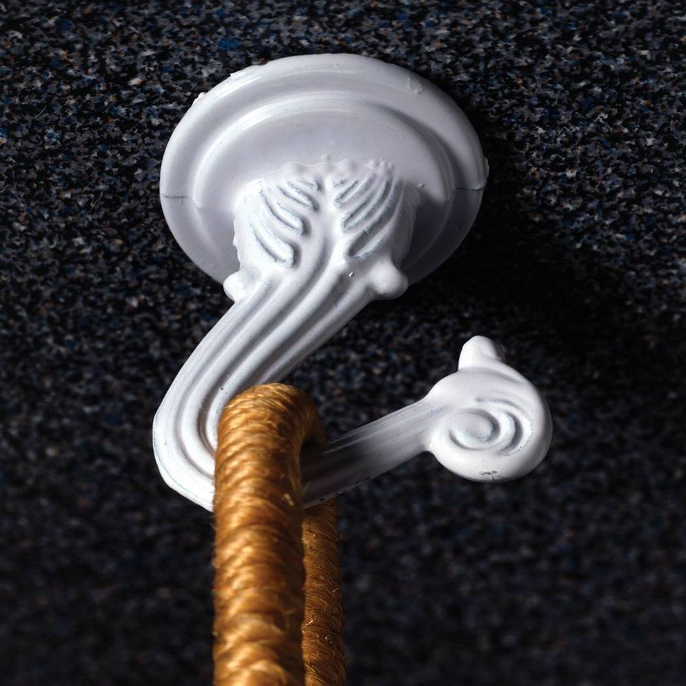 Hillman 2pk Swag Hooks White: Steel Screw Hooks for Ceiling, 30lb Capacity, 1.6" Height, 1.1" Length, 1.2" Width
