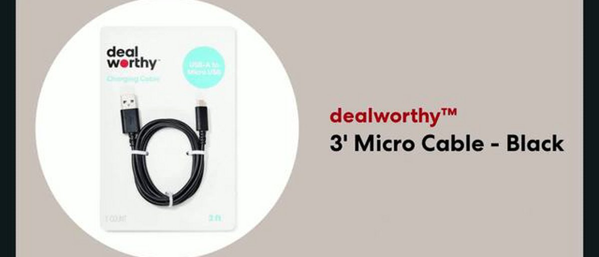 3' USB-A to Micro-USB Cable - dealworthy™ Black: 3' Charging Cord