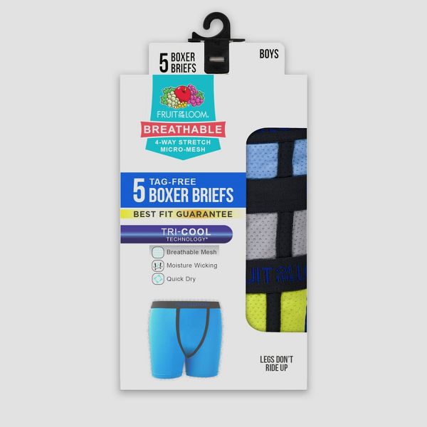 Fruit of The Loom Boys' 5pk Breathable Micro-Mesh Boxer Briefs - Colors May Vary - Size: M(10-12)