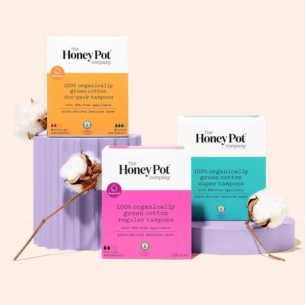 The Honey Pot Company, Organic Cotton Core Regular Applicator Tampons - 18ct
