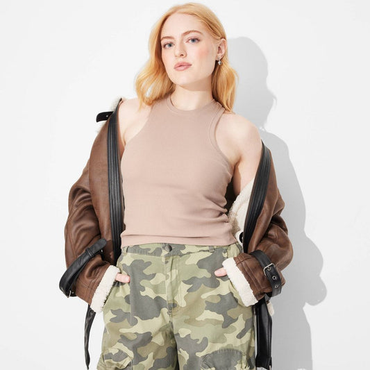 Women's Longline Knit Tank Top - Wild Fable™,Medium - Taupe