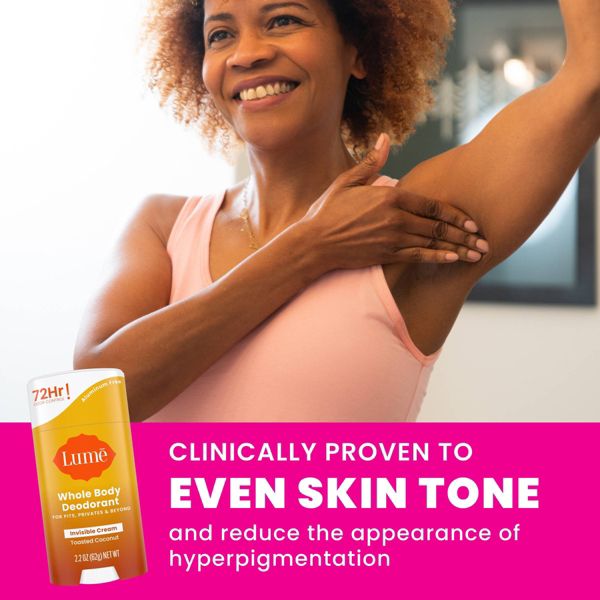Lume Whole Body Women's Invisible Cream Stick Deodorant Toasted Coconut Scent - Aluminum-Free 2.2oz