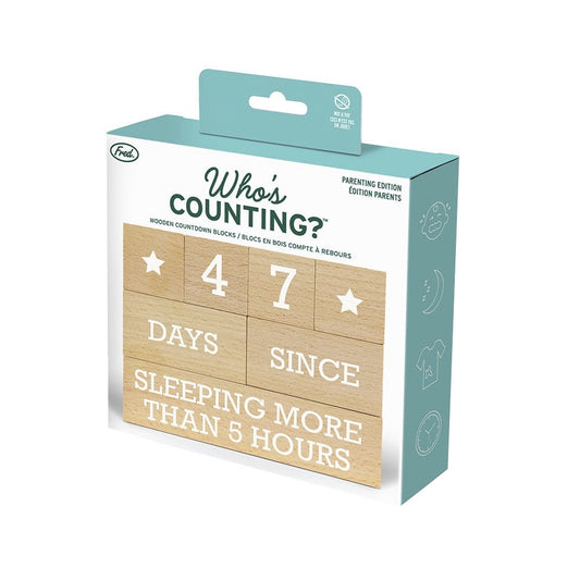 Genuine Fred Who's Counting Wooden Countdown Blocks, Parenting Edition