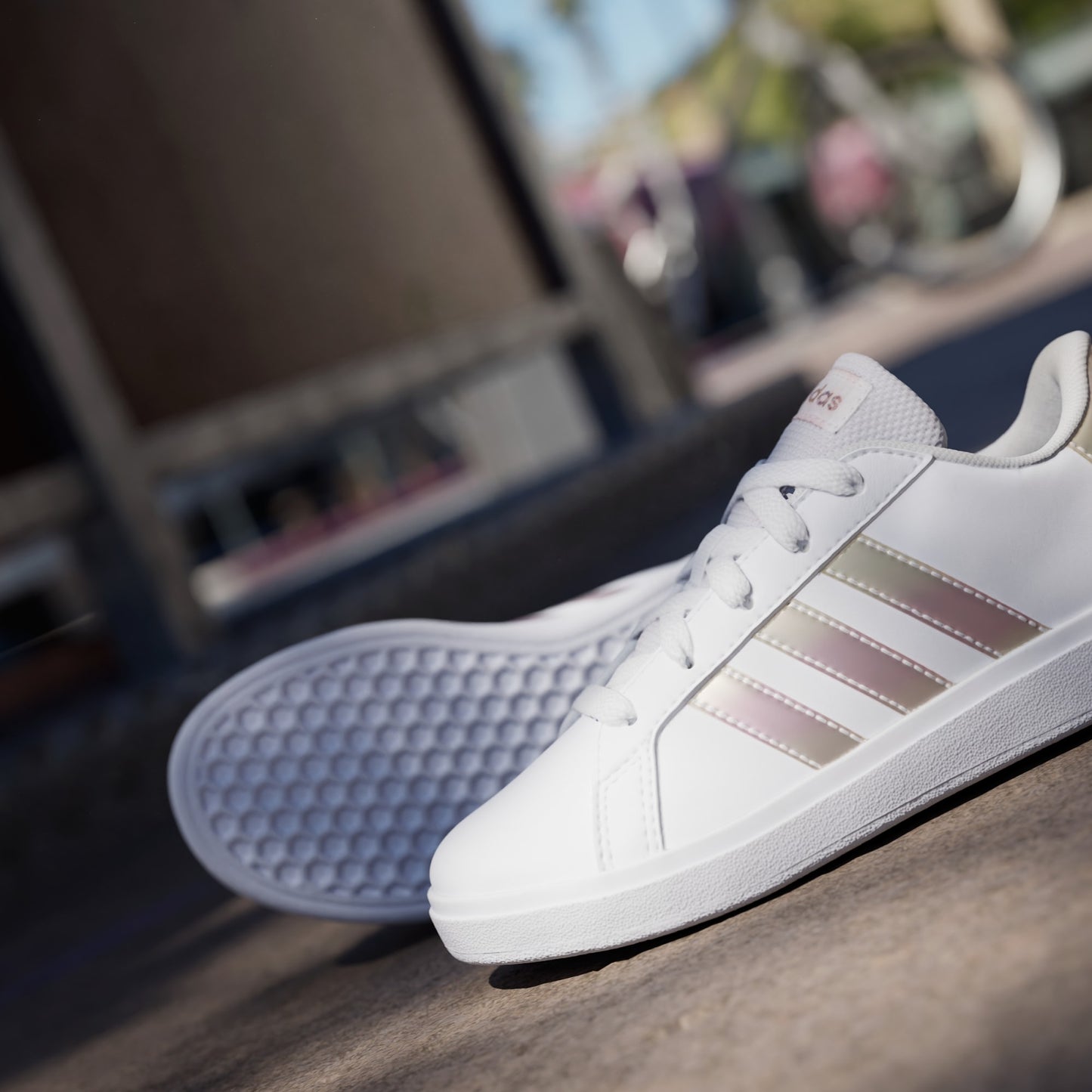 Adidas Grand Court 2.0 Shoes - Color: Cloud White / Iridescent / Cloud White - Size: 6