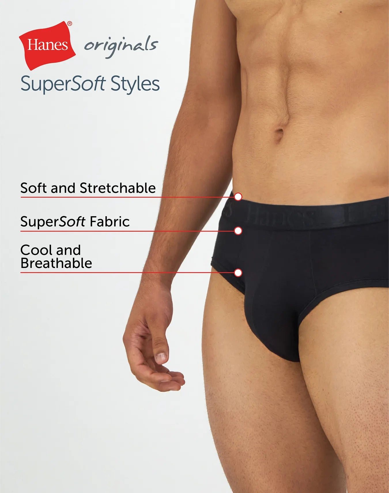 Hanes Originals Ultimate Men's SuperSoft Brief Underwear, 3-Pack - M (32-34)