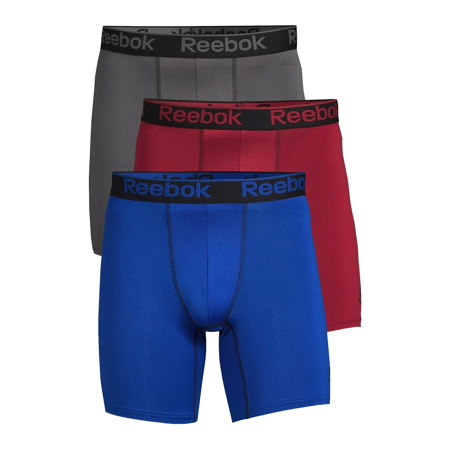Reebok Men's Pro Series Performance Long Leg Boxer Brief, 7.5-Inch, 3-Pack