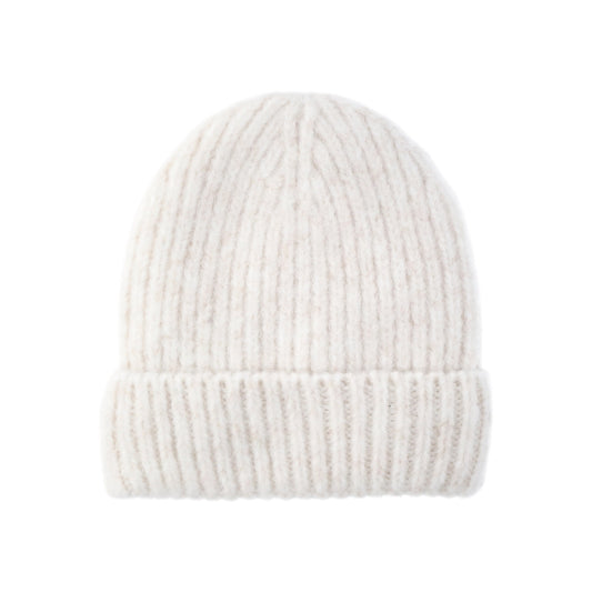 Time and Tru Women's Rib Winter Beanie, White Combo