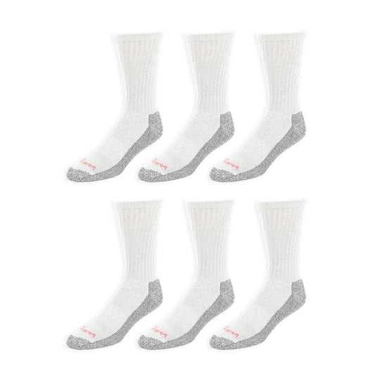 Wrangler Men's Cushion Crew Socks, Work Socks for Men, White, 6 Pack, Size 6-12