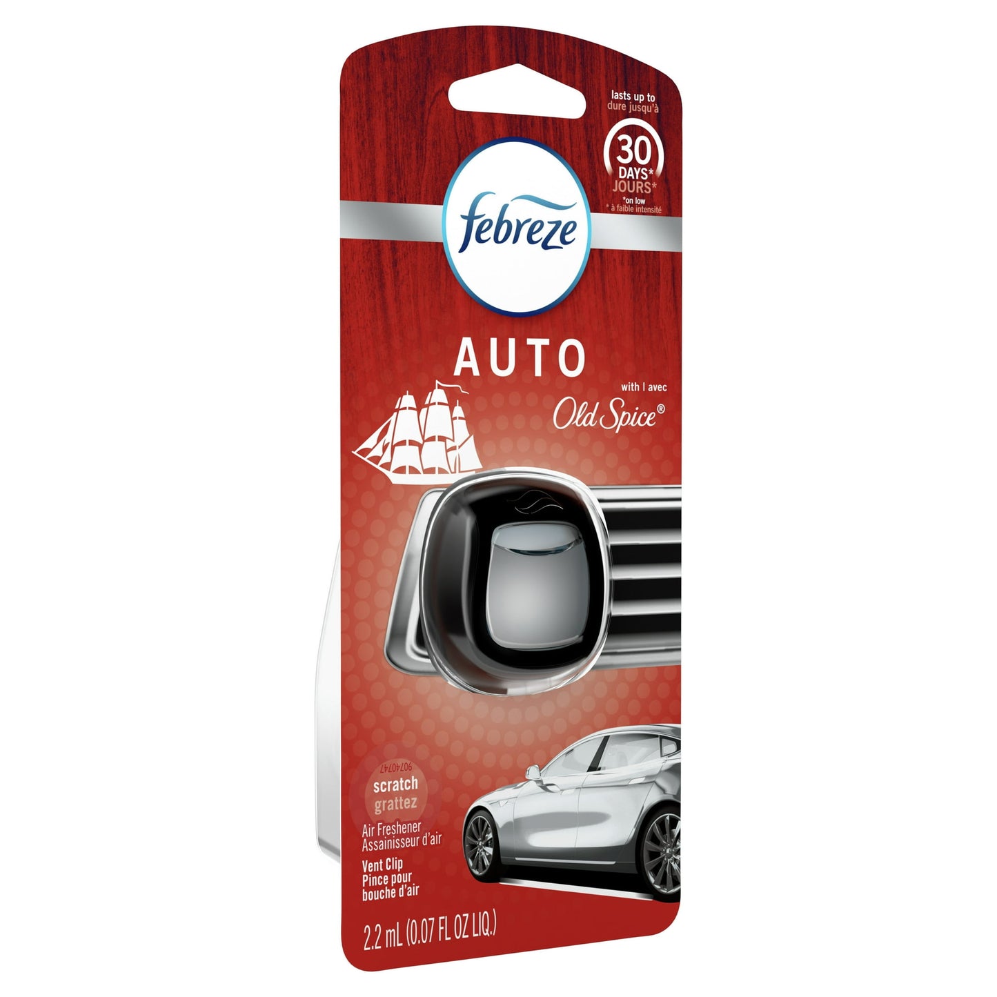 Febreze Car Odor-Fighting Air Freshener Vent Clip, Original Old Spice Scent, 1 Count