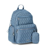 Madden NYC Women's Dome Backpack with Front Pockets and Removable Pouch, Denim