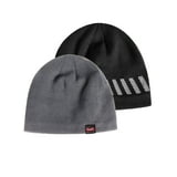 Wrangler Workwear Men's Fleece Lined Beanie Comfort Stretch Winter Hat, Charcoal/Black, 2-Pack