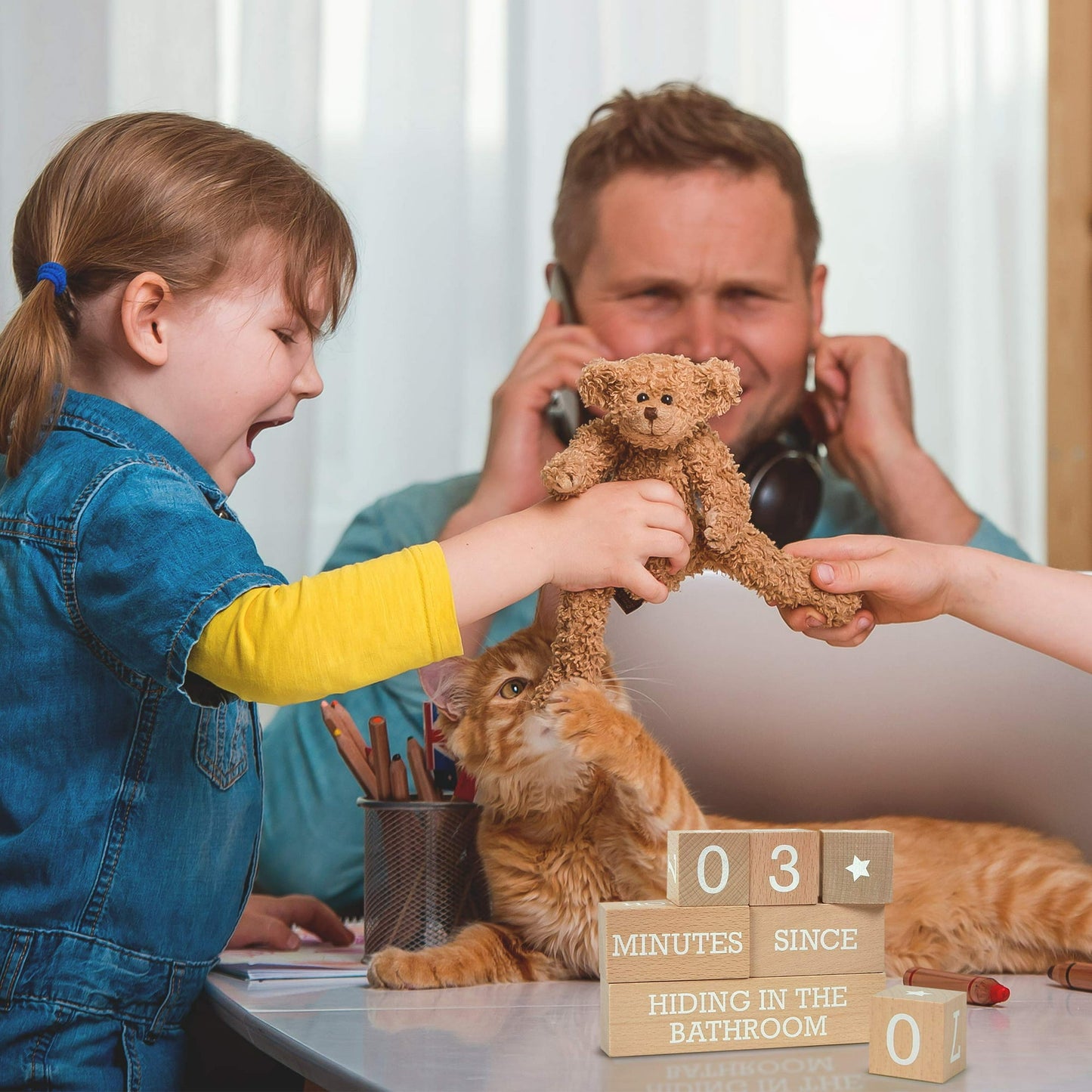 Genuine Fred Who's Counting Wooden Countdown Blocks, Parenting Edition