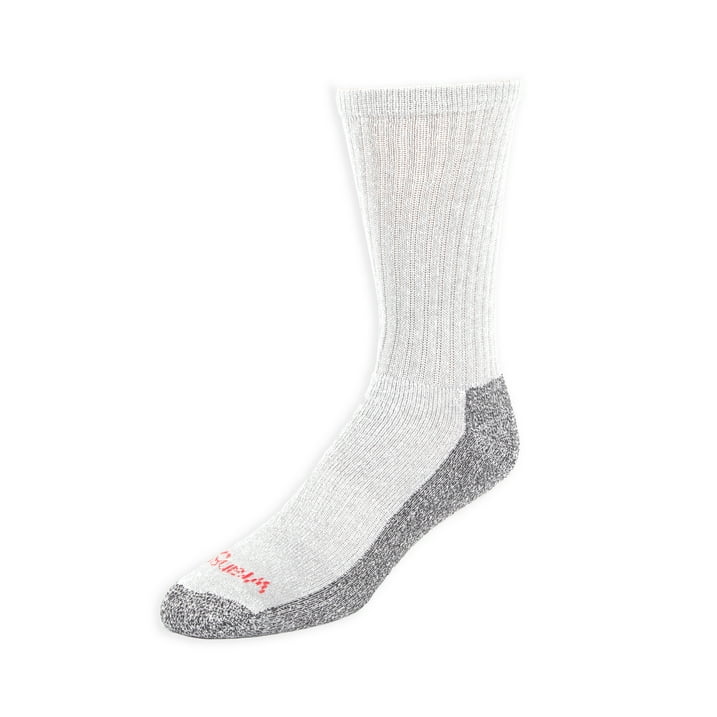 Wrangler Men's Cushion Crew Socks, Work Socks for Men, White, 6 Pack, Size 6-12