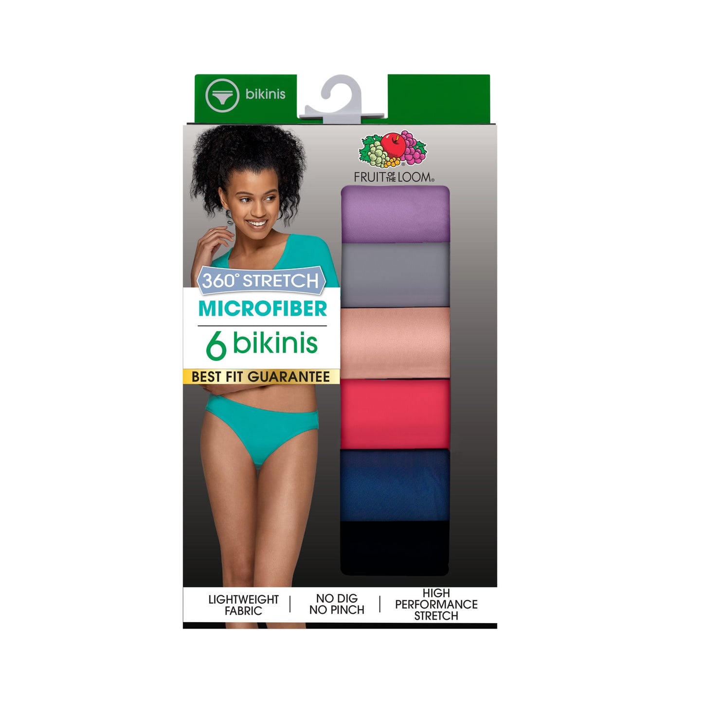 Fruit of the Loom Women's 360 Stretch Microfiber Bikini Underwear, 6-Pack - (9)2XL