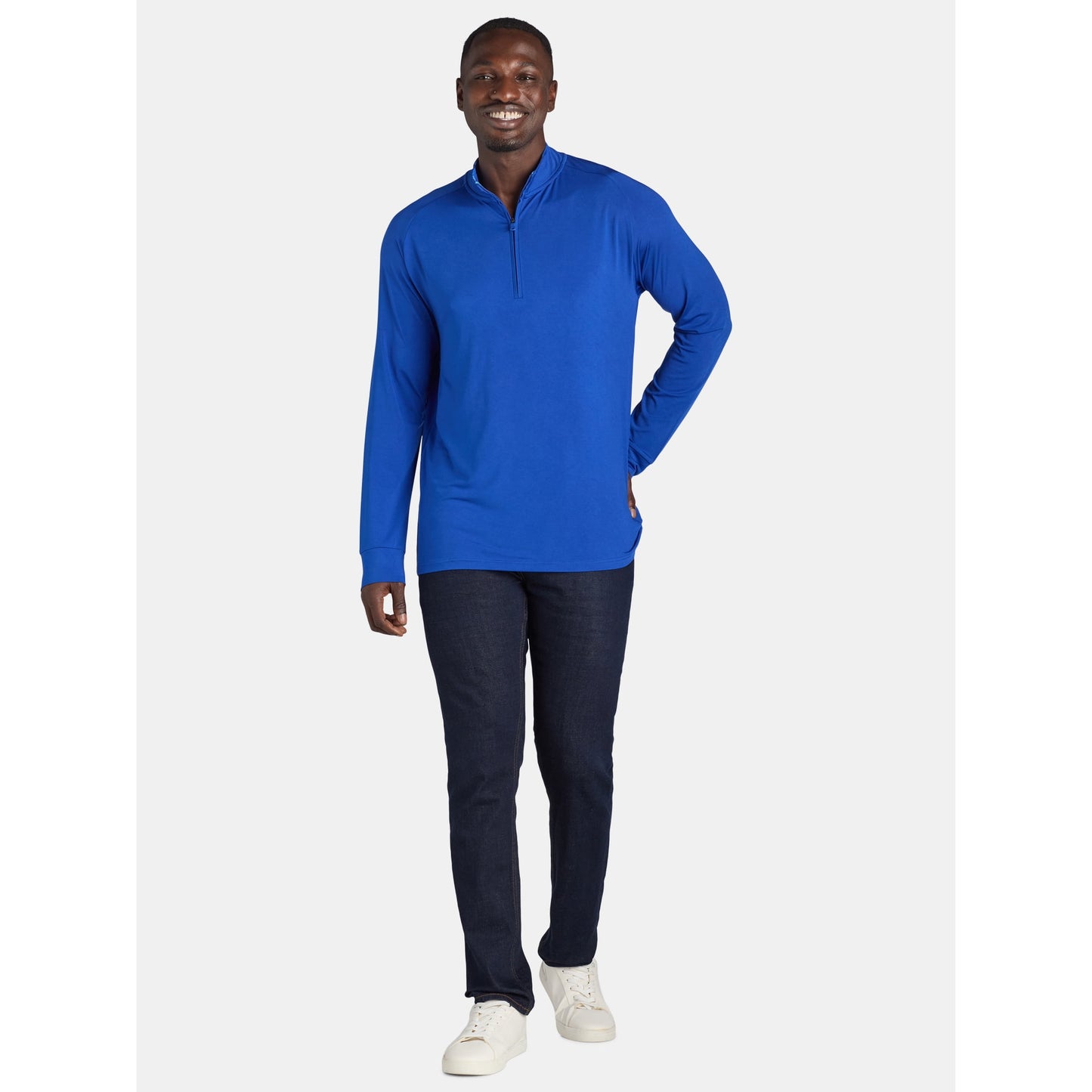 Birdie Bound Men's and Big Men’s Quarter Zip Active Top with Long Sleeves, Size S - Surf The Web Blue